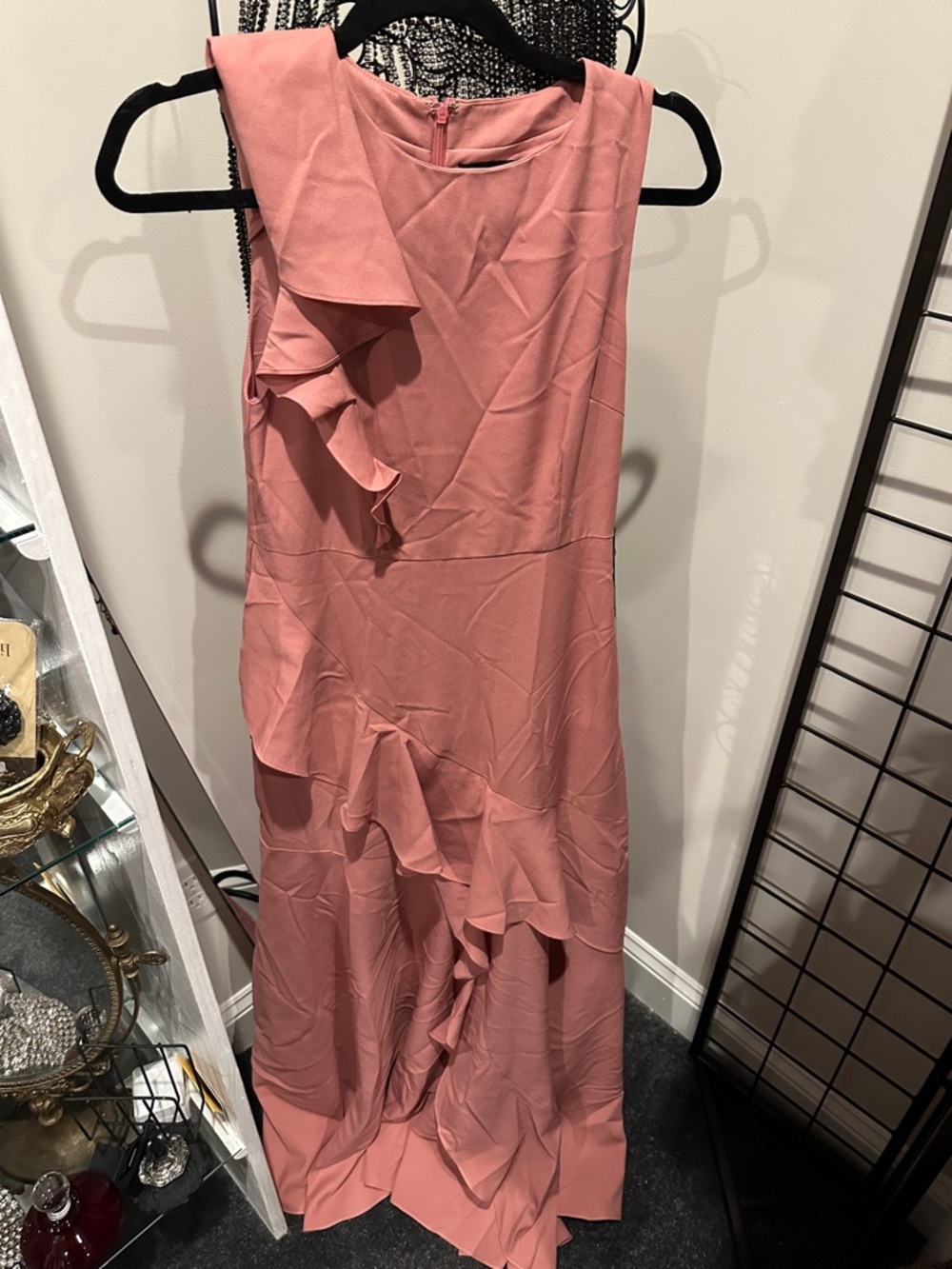 Aqua Sleeveless Ruffle Maxi Dress - Dusty Rose